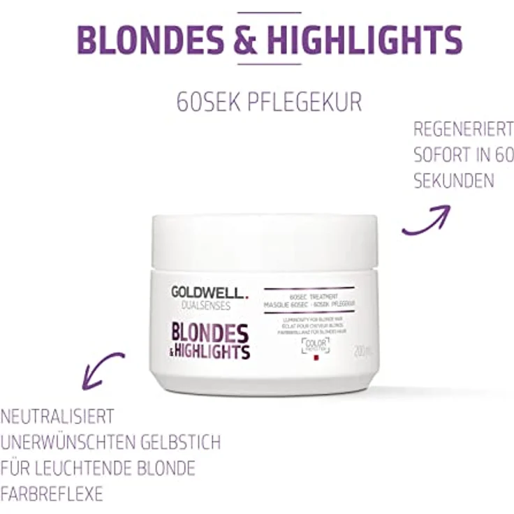 Goldwell Dualsenses Blondes & Highlights Anti-Gelb 60 sec Treatment Pflegekur 200 ml – Bild 2