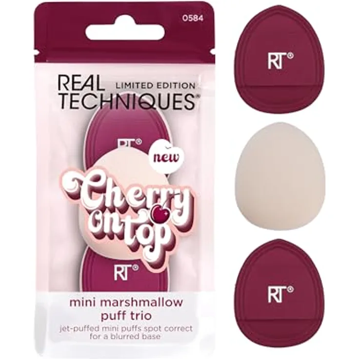 Real Techniques Mini Marshmallow Puff Trio Set, 3 weiche Make-Up Schwämme für makellose Basis, limitierte Auflage