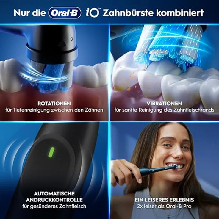 Oral-B iO Series 2 Elektrische Zahnbürste, Doppelpack mit 2 Aufsteckbürsten, 3 Putzmodi, automatische Andruckkontrolle, Schwarz/Rosa – Bild 5