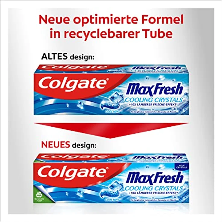 Colgate Max Fresh Cooling Crystals, Zahnpasta mit 10x längerer Frische, 75 ml, bekämpft Karies und Mundgeruch, für gesunde und weiße Zähne – Bild 2