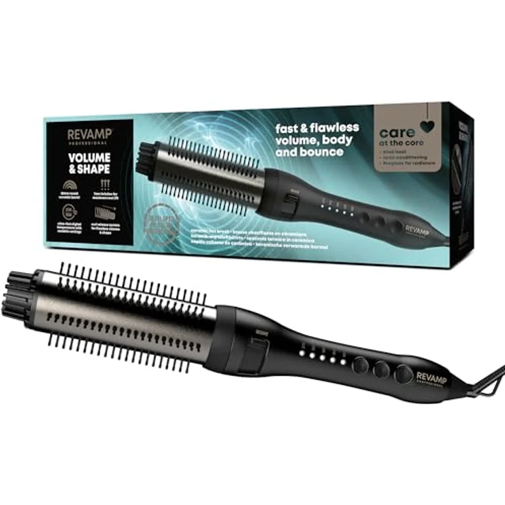 Revamp Progloss Ceramic Curling Brush, Warmluftbürste mit 38 mm Durchmesser und 5 Heizstufen, einziehbarer Bürstenkopf – Bild 2