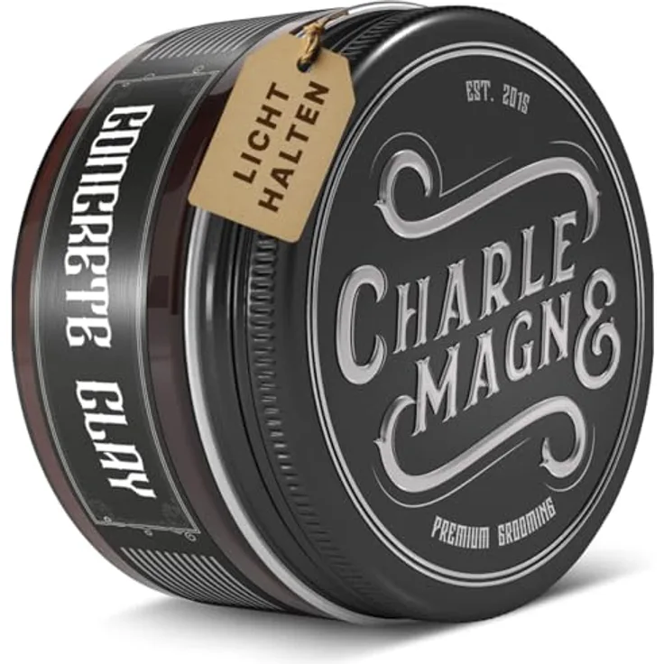 Charlemagne Concrete Clay Pomade - 100 ml Herren-Haarstyling - Licht Halt, fettfreie Textur, mattes Finish, wasserbasiert, Made in Germany