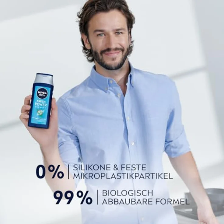 Nivea Men Fresh Power Shampoo mit Menthol, erfrischt Kopfhaut & Haar, pH-optimierte Haarpflege, 250 ml – Bild 5