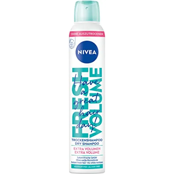 NIVEA Trockenshampoo Fresh Volume (200 ml), extra mildes Trockenshampoo Spray mit angenehmem Duft, Trockenhaarshampoo für extra Volumen & sofortige Frische
