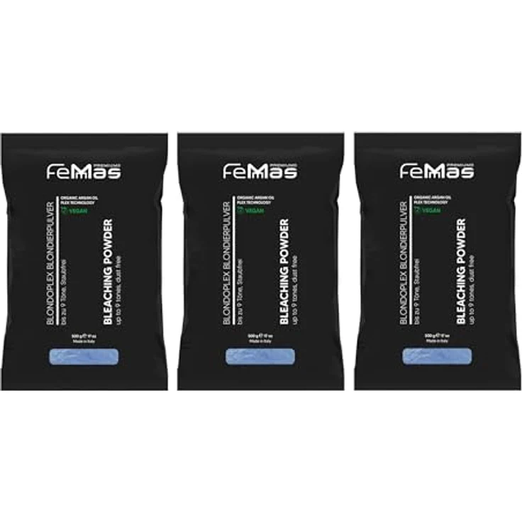 FemMas Blondierpulver Ultra Stark 1,5 KG - Staubfreies Blondierungspulver mit Plex-Technologie & Arganöl für Aufhellungen bis zu 9 Nuancen – Bild 1