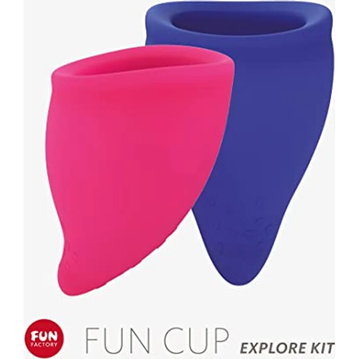 Fun Factory Menstruationstassen Explore Kit Größe A&B Pink und Ultramarine, 2 Stück – Bild 3