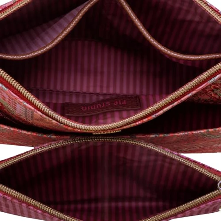 PIP Studio Caryn Kosmetiktasche Jabali 2er Set aus Polyestersamt, mit afrikanischem Blumenmuster in Rot, 26 x 7,5 x 18 cm – Bild 4