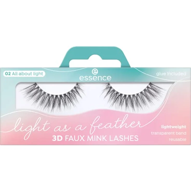 essence cosmetics Light as a feather 3D faux mink lashes, künstliche Wimpern, Nr. 02, Schwarz, volumengebend, Expressergebnis, vegan, ohne Mikroplastikpartikel, Nanopartikel frei, ohne Parfüm, 1er Pack (1pair) – Bild 3