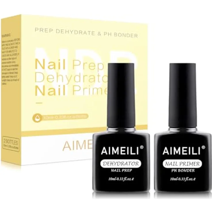 AIMEILI 2 x 10ml Dehydrator und Primer für Gelnägel, optimale Haftung für Acryl- und Gel-Nagellack, lufttrocknend