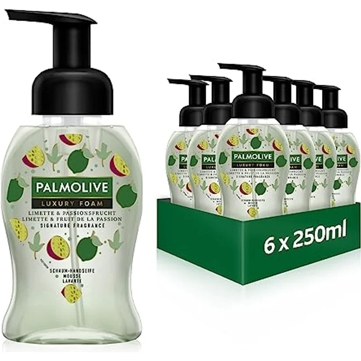 Palmolive Seife Luxury Foam Limette & Passionsfrucht 6x250ml - Schaumseife für die sanfte Reinigung der Hände – Bild 1