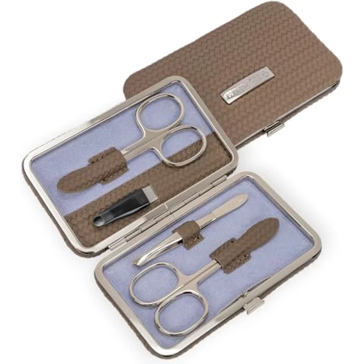 Windrose Corbello Nagelpflegegerät, Maniküre-Set in Mocca mit Nagelfeile, Pinzette und 2 Scheren, 11 cm – Bild 5