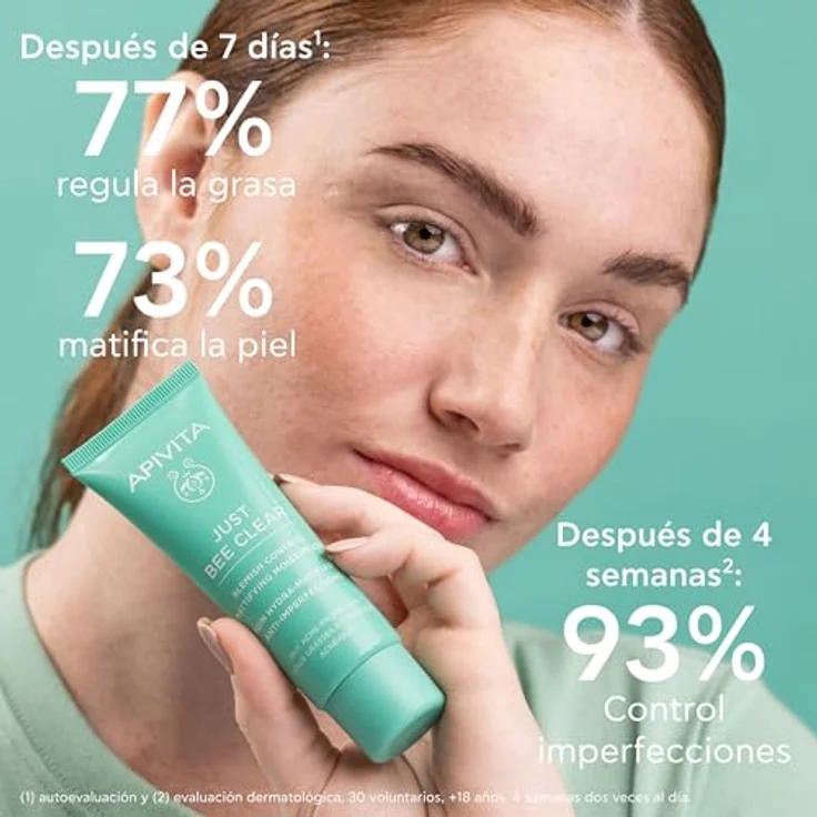 Apivita Just Bee Clear Blemish Control Mattifying Moisturizer, Gel-Creme für fettige Haut, Akne & Unreinheiten, 40ml mit patentiertem Propolis AMC & pflanzlicher Salicylsäure – Bild 4