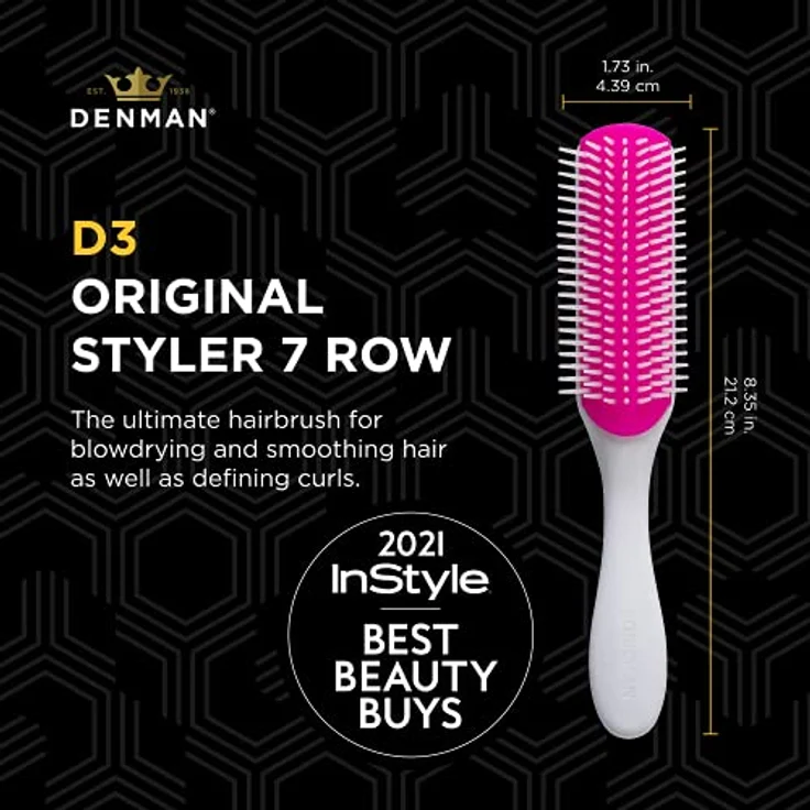 Denman Curly Hair Brush D3 (Cherry Blossom), 7-reihige Stylingbürste zum Entwirren, Trennen, Formen und Definieren von Locken – für Sie und Ihn – Bild 2