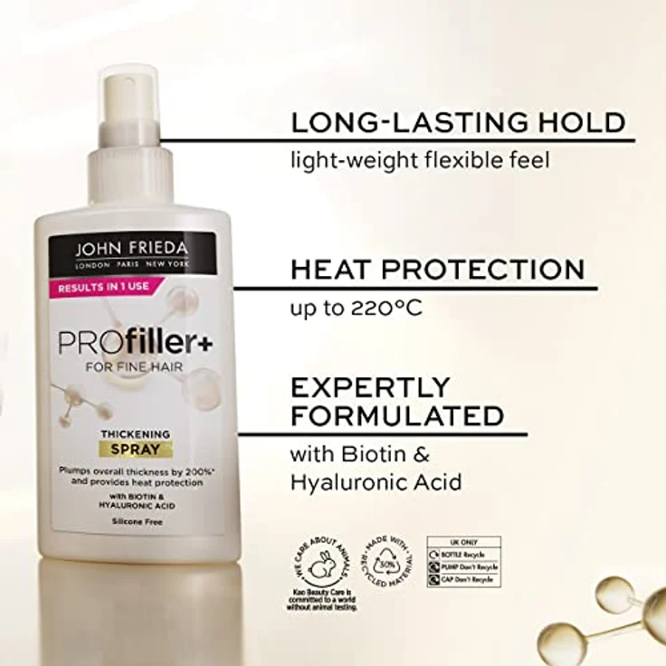 John Frieda PROfiller+ Volumenspray für feines Haar, 150 ml, veganes Haarstyling-Produkt ohne Silikone, verleiht voluminöses und kräftiges Haar – Bild 3