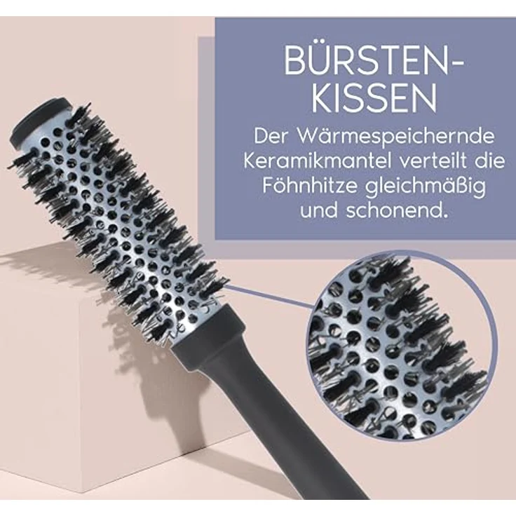 PARSA Beauty Professional Wirkstoffbürste Lotus + Zink (Volumen Rundbürste 25mm) - Haarbürste für Glanz, Volumen & Pflege – Bild 5
