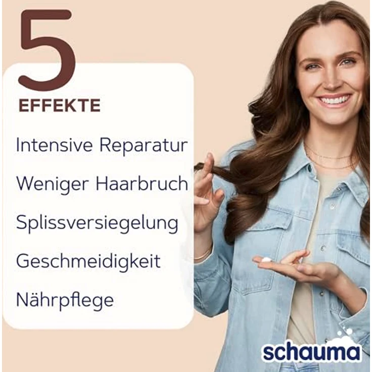 SCHAUMA 5&5 Reparierende Haarkur 300ml & Shampoo Repair 400ml, mit Kokos-Extrakt für strapaziertes Haar, vegane Formel – Bild 3