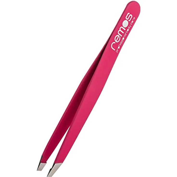 remos professional body care REMOS Profi Pinzette, Augenbrauenpinzette mit extra feinen Spitzen, rostfreier Edelstahl, inklusive Schutzetui, fuchsia