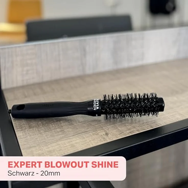 OLIVIA GARDEN Expert Blowout Shine Runde Keramikbürste Schwarz - 20, für glänzende und frizzfreie Blowouts – Bild 2