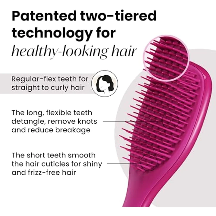 Tangle Teezer Ultimate Detangler Haarbürste, Mini-Haarbürste für Reisen, kleine Hände und alle Haartypen, elektrische Himbeere – Bild 2