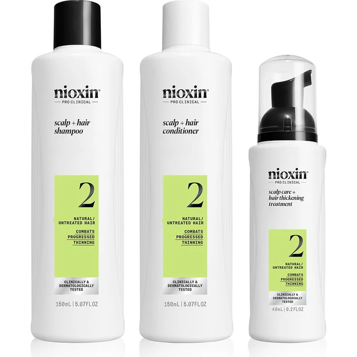 Nioxin Sistema 2 Kit, Haarpflege-Set für dünner werdendes Haar mit 150 ml Shampoo, 150 ml Spülung und 40 ml Behandlung