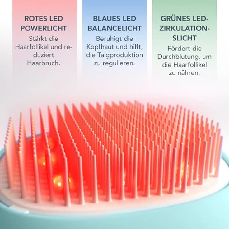 FOREO FLIP Play LED Haarbürste, 3-in-1 Haar- & Kopfhaut-Stimulation mit blauem, grünem & rotem Licht für schnelleres Haarwachstum und Anti-Haarausfall, wasserdicht & kabellos – Bild 3