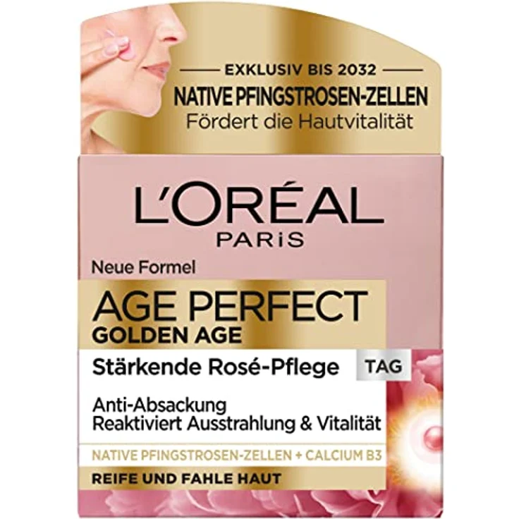 L'Oréal Paris Age Perfect Golden Age Stärkende Rosé-Tagespflege für eine ebenmäßige & strahlende Haut mit Pfingstrosen-Zellen, Calcium und Vitamin B3, 50ml – Bild 3