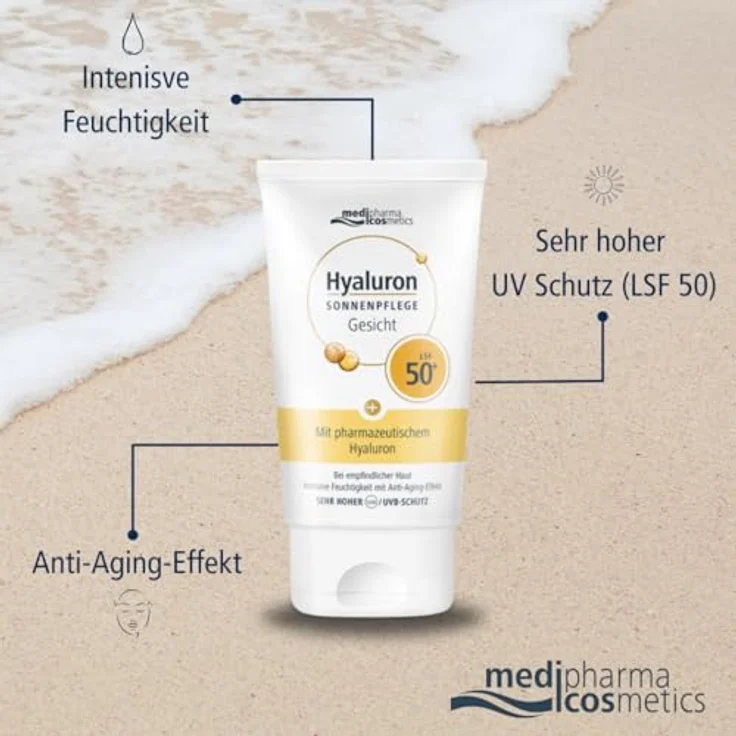 medipharma cosmetics Hyaluron Sonnenpflege Gesicht SPF 50+ Sonnencreme 50 ml – Bild 4
