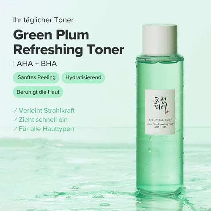 Beauty of Joseon Grünpflaume AHA BHA Toner erfrischende Gesichtsessenz Feuchtigkeitsspender mildes Peeling mit Salicylsäure 150ml für alle Hauttypen - Koreanische Hautpflege – Bild 4