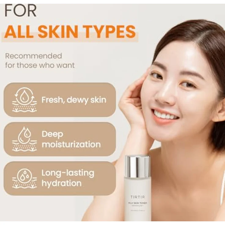 TIRTIR Milk Skin Toner Hauttonikum, 50 ml – Gesichtstonikum für hydratisierte und strahlende Haut, mit Hyaluronsäure und Provitamin B5 – Bild 7