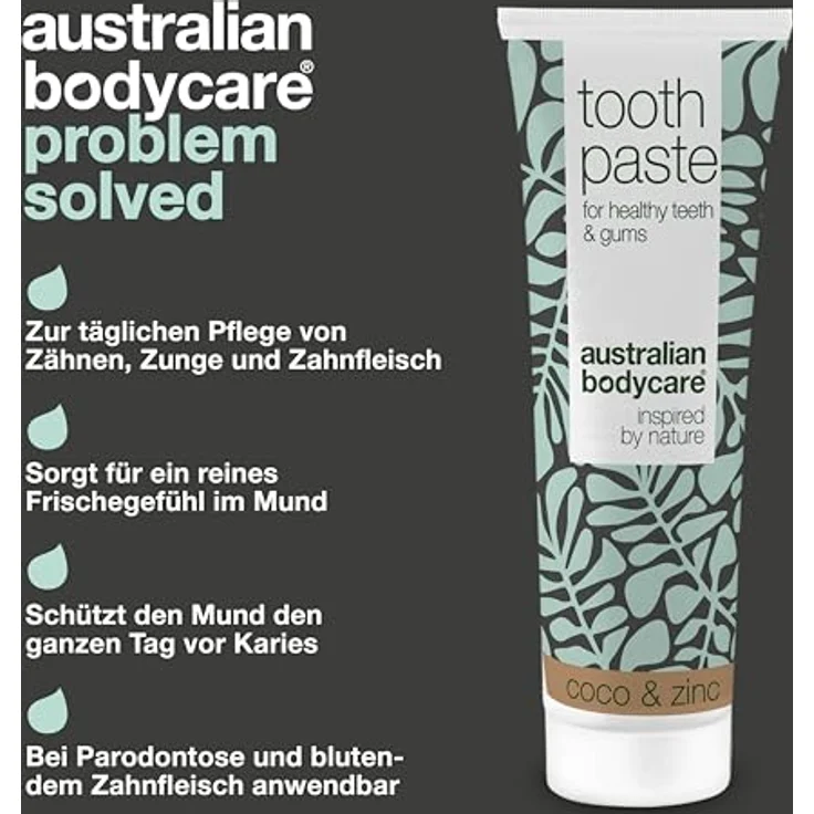 Zahnpasta mit Teebaumöl, Kokosnuss & Zink - 75 ml | Bekämpft Bakterien | Gegen Plaque auf den Zähnen | Tägliche Pflege bei Paradentose und blutendem Zahnfleisch – Bild 3