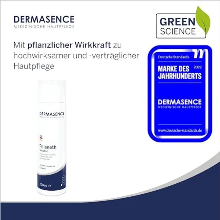 DERMASENCE Polaneth Shampoo, 200 ml - Pflegeshampoo für gereizte Kopfhaut - Juckreizmildernd mit Sofort- und Langzeiteffekt - parfümfrei – Bild 2