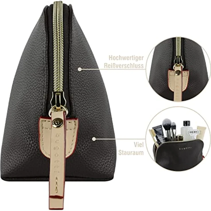 bugatti Ella Kulturbeutel, Kosmetiktasche, Toiletry Bag, Waschtasche, Waschbeutel, Toilettentasche in braun – Bild 3