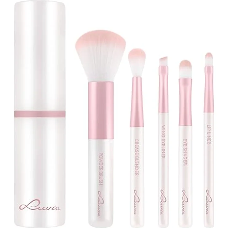 Luvia Cosmetics Augenpinsel Travel Set, 6-teiliges Make-up-Accessoire mit Aluminium Brush Case und Lippenpinsel – Bild 2