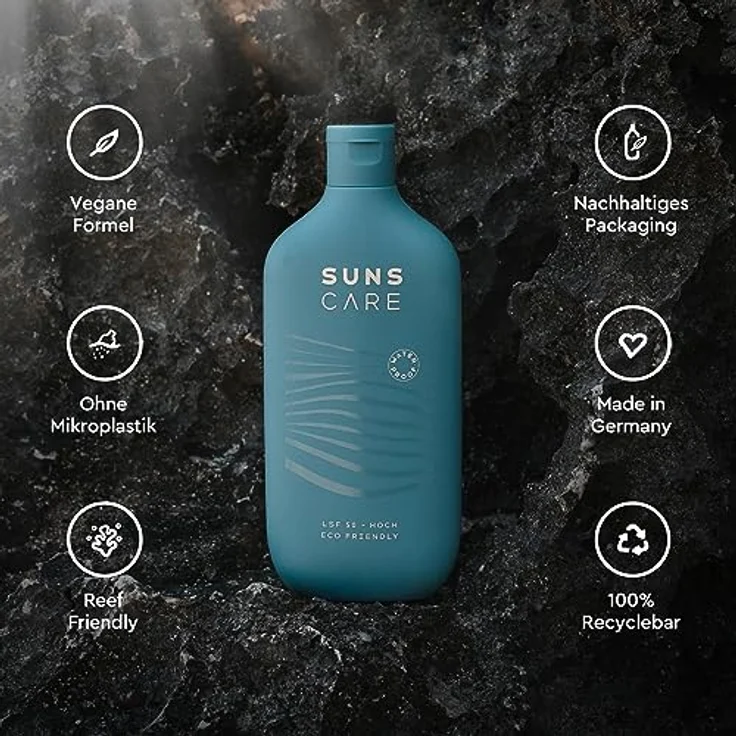 SUNS FIFTY WATERPROOF | Premium Sonnencreme LSF 50 | wasserfest | vegan | ohne Mikroplastik | Sport-Sonnencreme | Gesicht und Körper | nicht fettend | 180ml (Blue Lagoon) – Bild 3