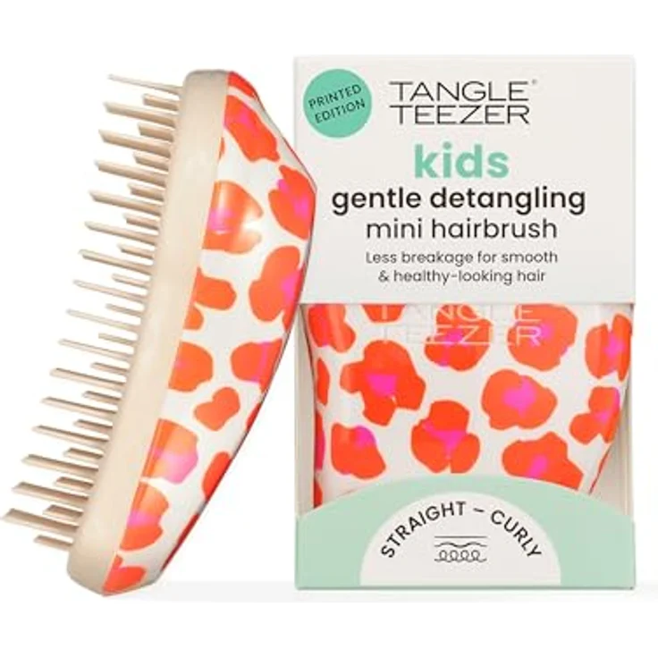 Tangle Teezer Die originale Mini-Haarbürste, Handflächengröße, perfekt für Kinder und Reisen, orange Safari, ideal für nasses und trockenes Haar, reduziert fliegende Haare – Bild 1