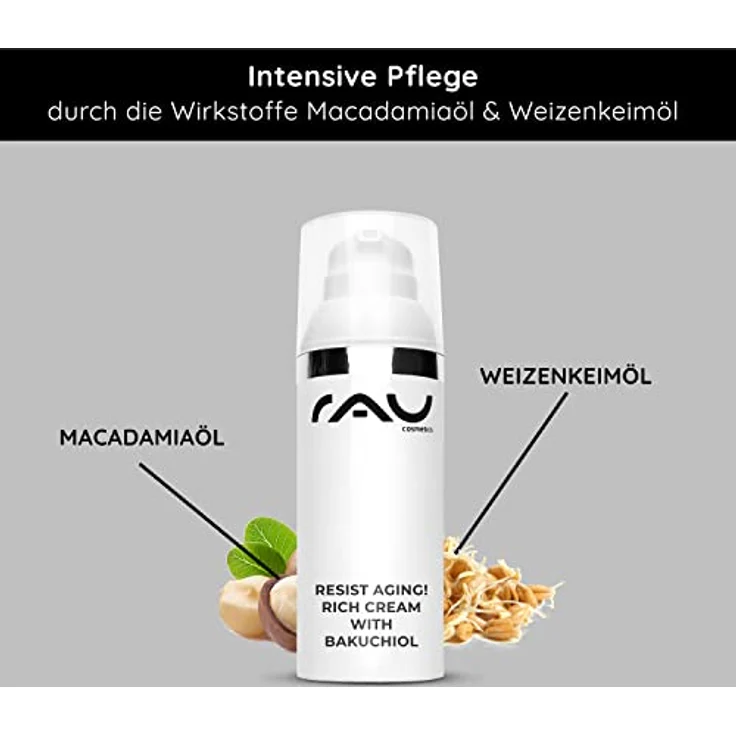 RAU Cosmetics Bakuchiol Anti Aging - resist aging! Rich Cream 50 ml - Reichhaltige Gesichtscreme gegen Falten & Trockene Haut like Retinol – Bild 4