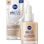 NIVEA 3in1 Hyaluron Serum Foundation mittel, Anti-Age Foundation mit Serum für eine jünger aussehende Haut, feuchtigkeitsspendende Foundation mit Hyaluron, 30ml