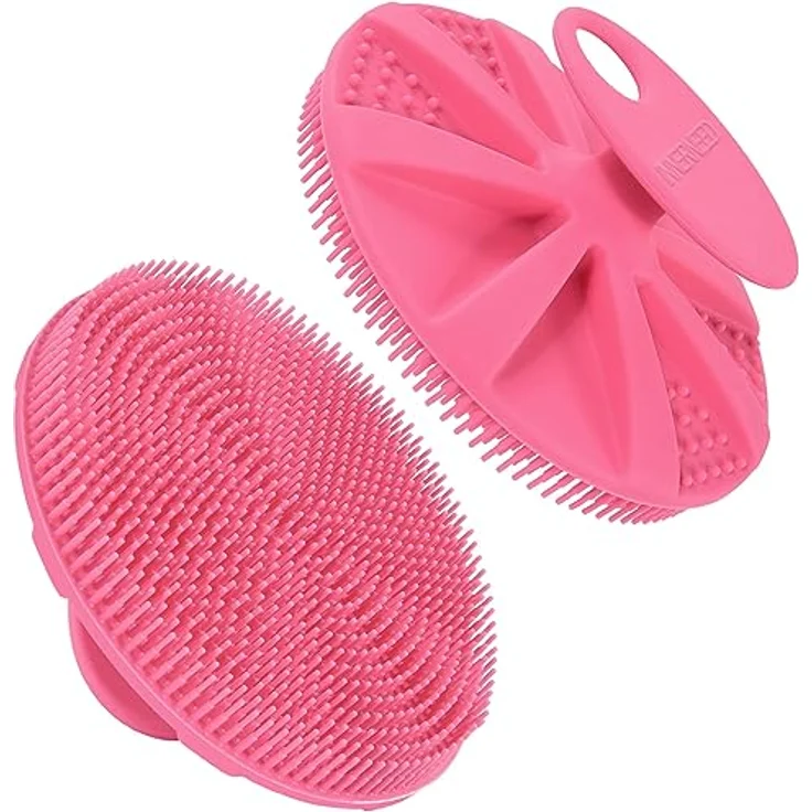 INNERNEED Körperschrubber, Duschbürste aus lebensmittelechtem Silikon, sanftes Peeling, hygienisch, rosa – Bild 1