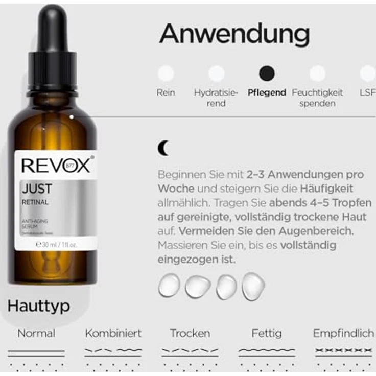 Revox B77 JUST Retinal, Anti-Aging Gesichtsserum mit Vitamin A und C, 30 ml, vegan – Bild 5