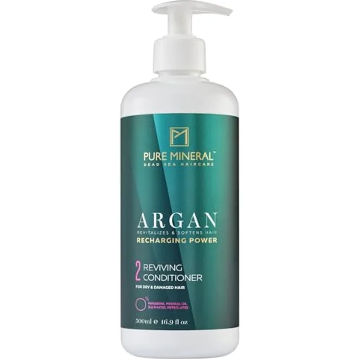 M PURE MINERAL DEAD SEA COSMETICS Pure Mineral Argan-Conditioner, feuchtigkeitsspendend und anti-frizz, 500ml, ohne Sulfate und Parabene