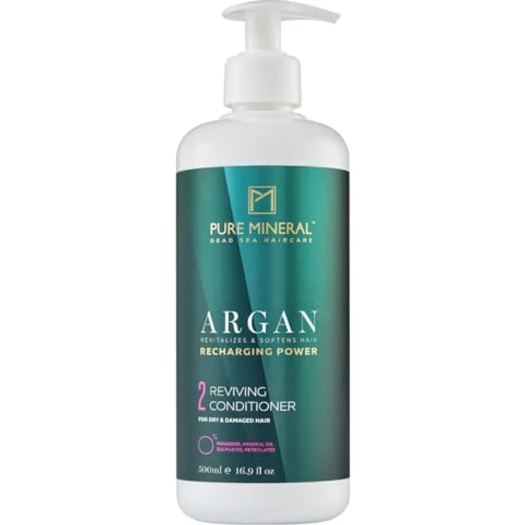 M PURE MINERAL DEAD SEA COSMETICS Pure Mineral Argan-Conditioner, feuchtigkeitsspendend und anti-frizz, 500ml, ohne Sulfate und Parabene – Bild 1