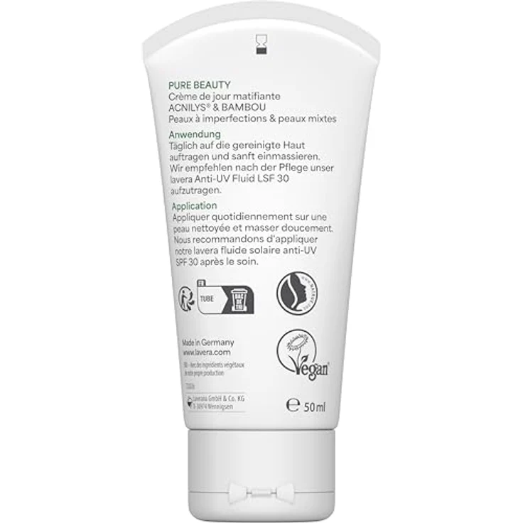 Lavera Pure Beauty mattierende Tagescreme mit Acnilys® und Bambus für unreine Haut, 50 ml – Bild 6