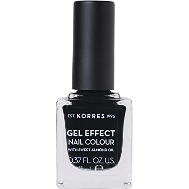 KORRES Sweet Almond Nail Colour - 100 black, veganer Nagellack mit Gel-Effekt, 11 ml