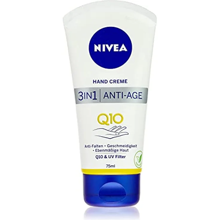 NIVEA 3in1 Anti-Age Q10 Hand Creme (75 ml), Anti-Falten Handpflege mit Q10 und UV-Filter, pflegende Hautcreme für normale bis trockene Hände