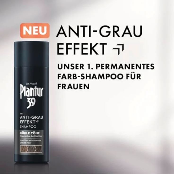 Plantur 39 Anti-Grau Effekt Shampoo, 200 ml - Für kühle Töne, kaschiert graue Haare ohne Färben, Coffein-Shampoo für braunes bis dunkles Haar – Bild 2