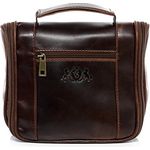 SID & VAIN Hänge-Kulturtasche Heathrow aus Premium Leder I Kulturbeutel für Herren und Damen I Waschbeutel zum Aufhängen braun handgefertigt
