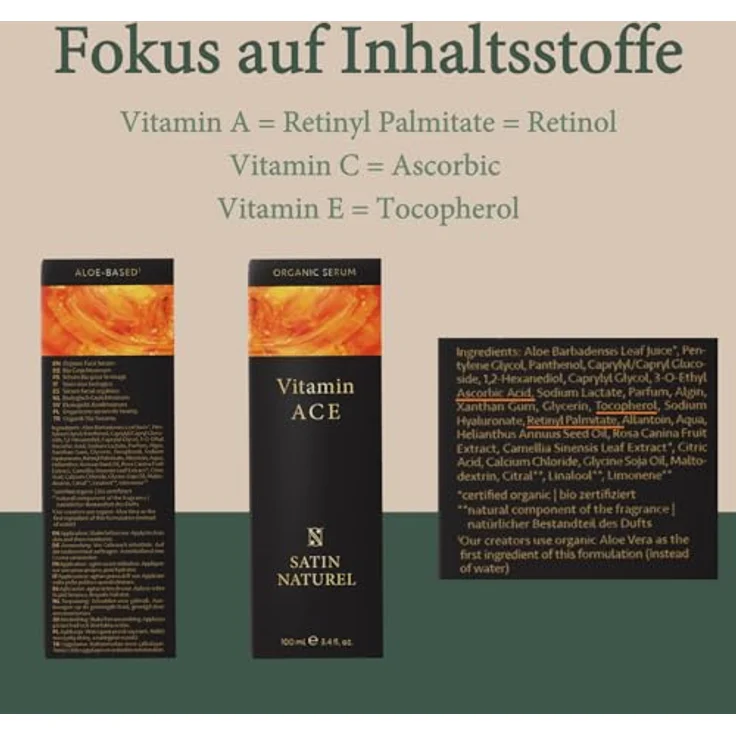 Satin Naturel Bio Vitamin ACE Serum Intensivpflege 100ml – Bild 3