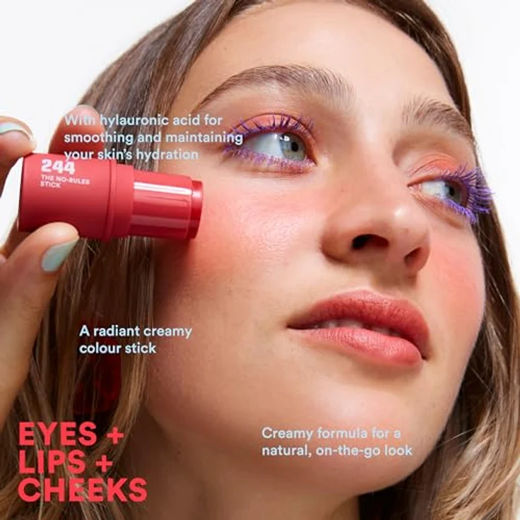 3INA The No - Rules Stick Mini Blush, cremiger Multitasking-Stift für Augen, Lippen und Wangen, 3,5 g, Farbe: Red – Bild 4