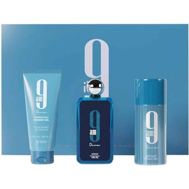 Afnan 9 Am Dive Parfüm Geschenkset, Eau de Parfum (96.4 g), Duschgel (142.7 g), Deodorant (142.7 g) – Bild 1