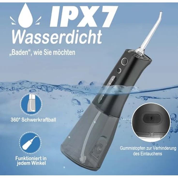 SURFOU Munddusche Kabellos Water Flosser, Elektrische Zahnreinigung mit 3 Reinigungsmodi, lange Akkulaufzeit, tragbar und wasserdicht – Bild 5